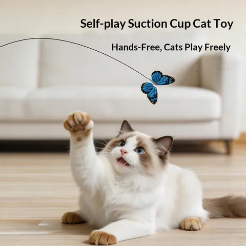 Electric Suction Cup Cat Toy Automatic Rotating Butterfly Teaser Interactive Pet Toy ABS Plastic Rechargeable Cat Toy