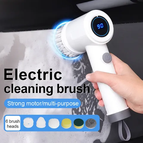 Wireless Electric Cleaning Brush Rechargeable Multi-Functional Cleaning Tool with Multiple Brush Heads For Kitchen Bathroom Car Home Use