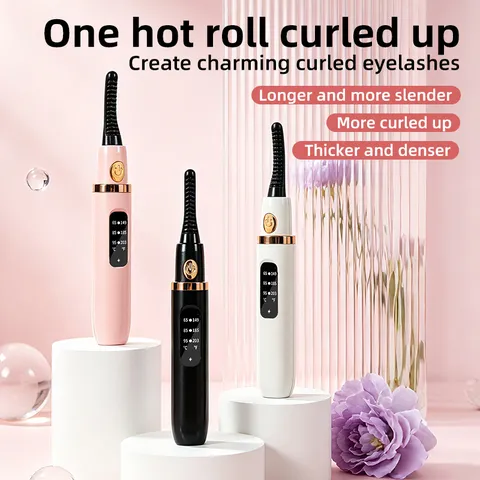 Portable Electric Eyelash Curler Heated Eyelash Curler 3 Temperature Modes USB Rechargeable Digital Display Eye Makeup Beauty Tool