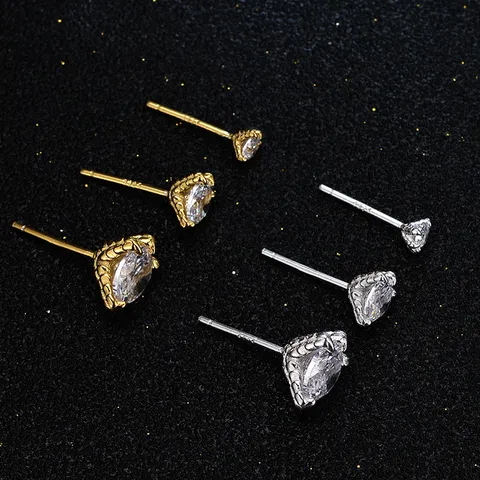 925 Sterling Silber Drachenkralle Zirkonia Ohrstecker Für Herren Damen Rund Geometrisch Punk Stil Ohrschmuck Kleine Runde Diamant Ohrringe