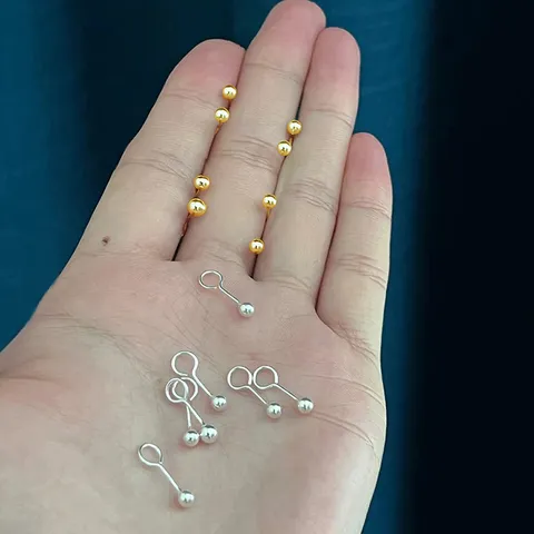 S999 Sterlingsilber Kugel Ohrstecker Für Damen Minimalistisch Klein Glatt Rund Bohne Haken Ohrlochpflege Schmuck