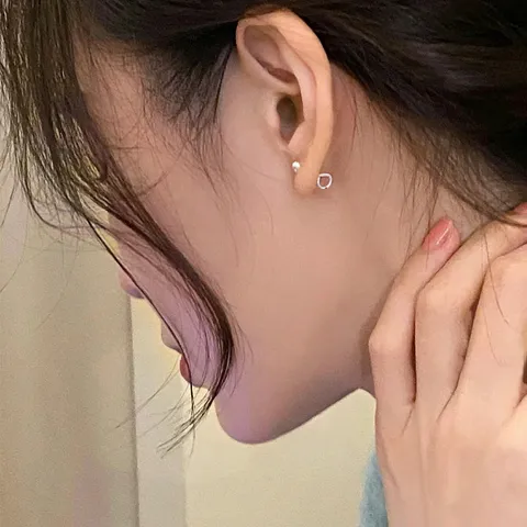 S999 Sterlingsilber Kugel Ohrstecker Für Damen Minimalistisch Klein Glatt Rund Bohne Haken Ohrlochpflege Schmuck
