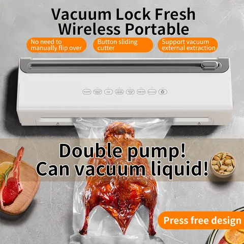 Household Wireless Vacuum Sealer Machine Rechargeable Food Saver For Dry Wet Food With Cutter And Vacuum Bags