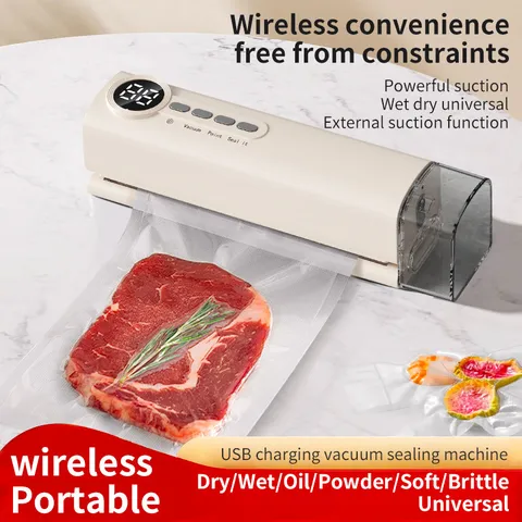 Wireless Automatic Portable Vacuum Sealer Machine Rechargeable Food Saver For Kitchen Home Food Packaging Sealing