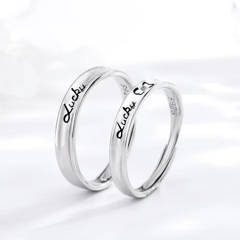 925 Sterlingsilber Lucky Buchstabe Ring Einstellbar Personalisierter Strass Ring Für Valentinstag Schmuck Geschenk