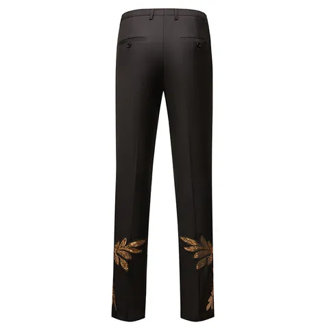 Pantalón de Vestir Slim Fit para Hombre con Aplicación de Lentejuelas para Fiesta Boda