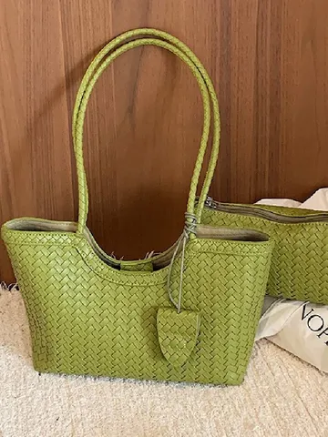 Femmes Grande Capacité PU Cuir Tissé Sac Cabas Décontracté Sac à Main Commuter Mode Sous Les Bras Sac Bandoulière