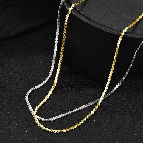S925 Sterlingsilber S-Förmige Flache Halskette für Damen Minimalistische Schmuckkette