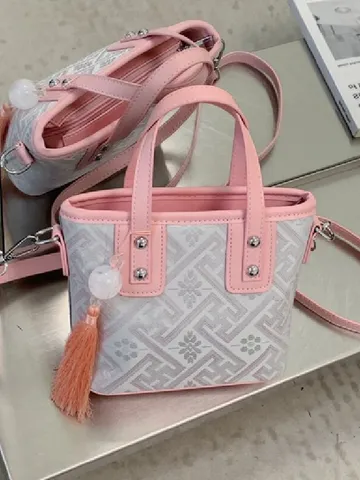 Nouveau Style Chinois Femmes Sac Seau Jacquard Glands Sac Bandoulière Cuir PU Mode Décontracté Sac à Main Cabas