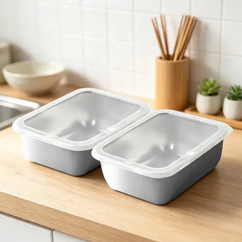 Contenitore per Alimenti in Acciaio Inossidabile Con Coperchio Recipienti di Conservazione per Cucina Frigorifero