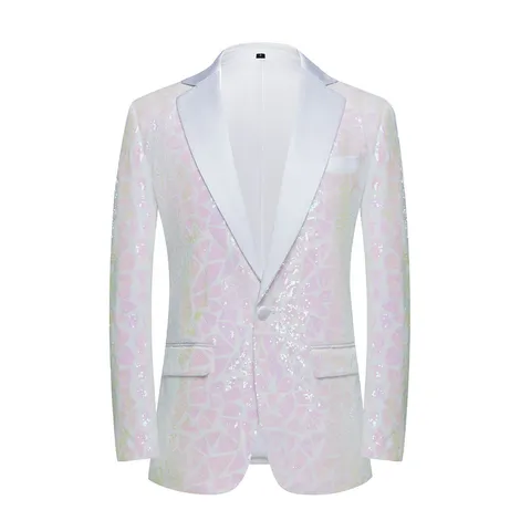 Chaqueta Blazer de Lentejuelas para Hombre Blazer de Lentejuelas de Triángulo Geométrico Solapa de Muesca Ropa de Fiesta Banquete Actuación para Hombre Chaqueta de Vestir Formal