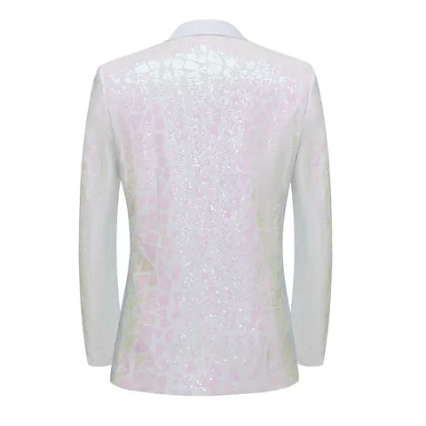 Chaqueta Blazer de Lentejuelas para Hombre Blazer de Lentejuelas de Triángulo Geométrico Solapa de Muesca Ropa de Fiesta Banquete Actuación para Hombre Chaqueta de Vestir Formal
