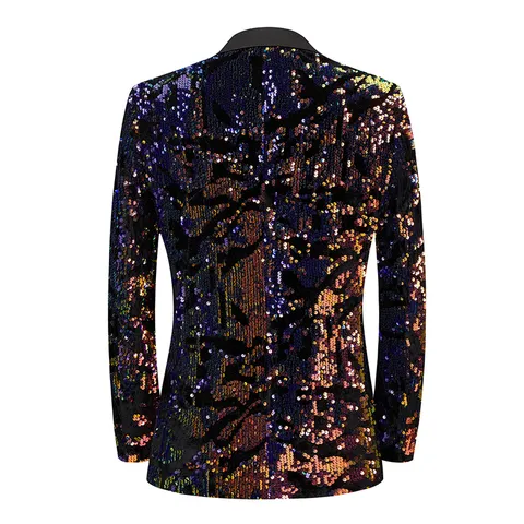 Men Sequin Velvet Blazer Slim Fit Shawl Collar Suit Jacket Shiny Party Wedding Prom Dinner Tuxedo Coat