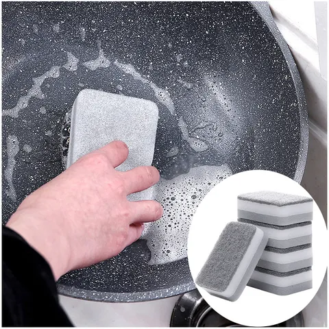 Double Sided Cleaning Sponge Scourer Household Kitchen Dishwashing Pad Scrub Block Multi Layer Dish Cloth Cleaning Tool