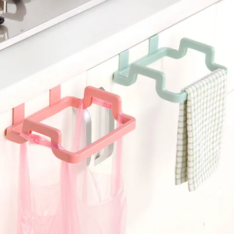 Soporte Colgante para Bolsa de Basura de Cocina Puerta de Gabinete Estante de Basura de Plástico Organizador de Almacenamiento para Cocina en Casa Soporte para Bolsa de Basura