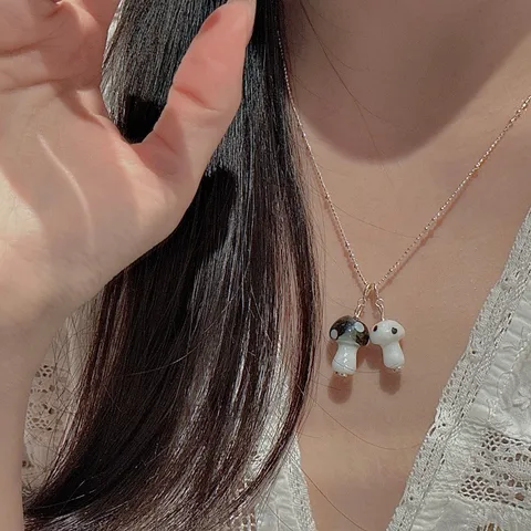 Colgante Solo Sin Cadena Champiñón de Plata 925 Vintage Irregular Lunares Geométrico Forma de Champiñón Joyería de Moda para Collar