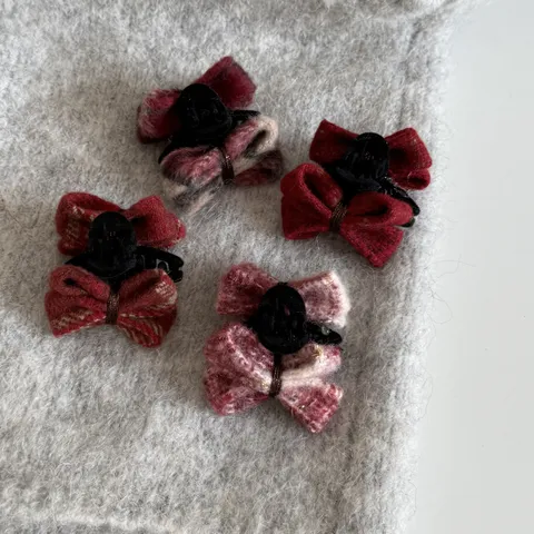 Wijnrood Wollen Strik Haarklem Voor Dames Koreaanse Stijl Kleine Maat Haai Klauw Clip Haaraccessoires