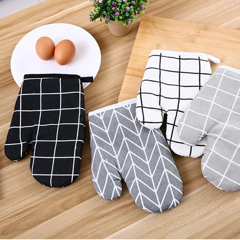 Kitchen Oven Mitts Heat Resistant Cotton Baking Gloves Thermal Insulation Pot Holder For Cooking Kitchen Baking