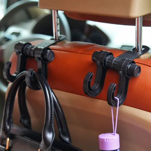 Appendiabiti per Poggiatesta Auto in Plastica Doppio Gancio Organizzatore Universale per Sedile Posteriore Borse Ombrelli