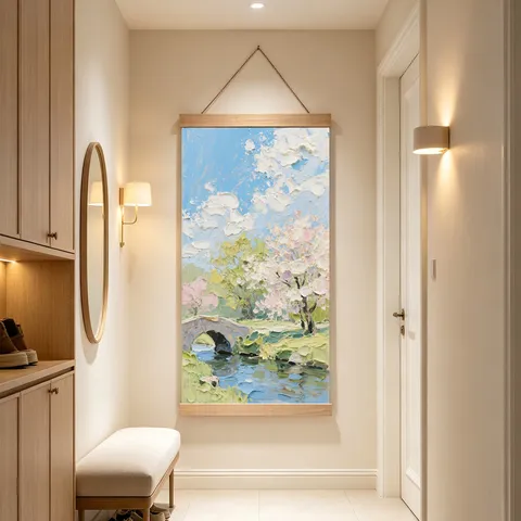 Ins Style Textured Scroll Wall Art Canvas Painting Healing Scenery Landscape Hanging Picture For Home Decor