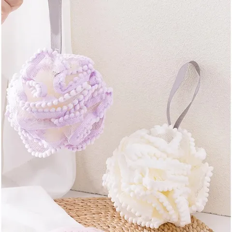 Grande Éponge de Bain Perle Filet Boule de Douche Pour Gommage Doux Et Corps Avec Sangle de Suspension Pour le Nettoyage Quotidien