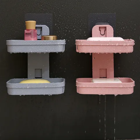 Nordic Style Wall Mounted Double Layer Soap Dish Plastic Drainage Soap Holder For Bathroom Kitchen Shower