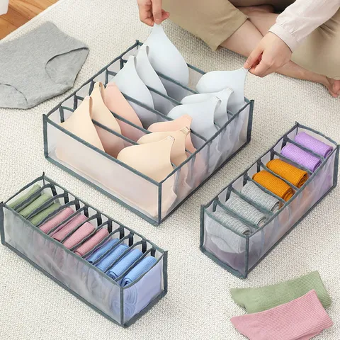 Foldable Mesh Underwear Storage Box Drawer Divider Organizer For Bra Socks Underwear Closet Storage Container