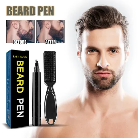 Penna Riempitiva per Barba da Uomo Kit Pennello per Styling Baffi Impermeabile Strumento per la Cura della Barba