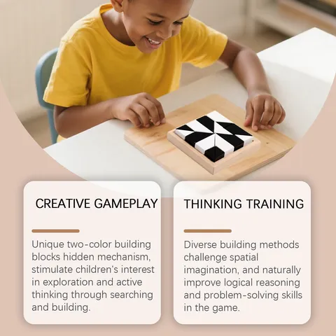 Educational Logical Thinking Puzzle Building Blocks Set Kids Brain Game Learning Toy With Geometric Shapes And Booklet