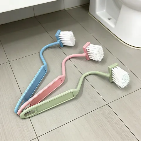 Plastic V-Shaped Toilet Brush Long Curved Handle Deep Corner Bowl Cleaner Ergonomic Design Bathroom Cleaning Tool