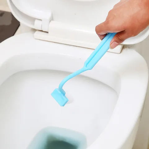 Plastic V-Shaped Toilet Brush Long Curved Handle Deep Corner Bowl Cleaner Ergonomic Design Bathroom Cleaning Tool