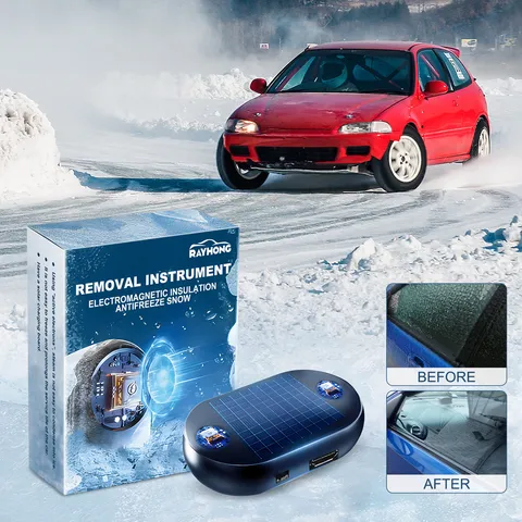Portable Car Anti Freeze Snow Removal Instrument Solar Charging Electromagnetic Deicing Tool Windshield Defroster