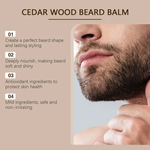Men Beard Balm Wax Natural Organic Cedarwood Cigar Leather Vanilla Scented Moisturizing Styling Grooming Beard Care Balm