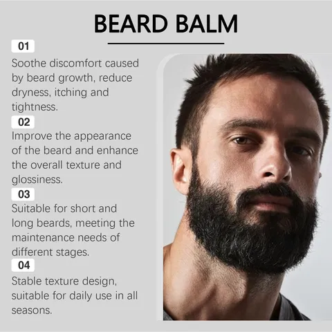 Men Beard Balm Organic Natural Moisturizing Beard Grooming Wax Non Greasy Aftershave Cream Beard Care Styling Product
