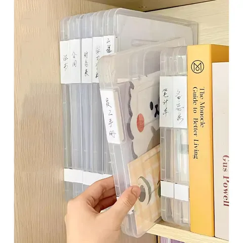 Scatola Portaoggetti per File A4 in Plastica Trasparente Organizer per Documenti da Scrivania Scatola per Contratti