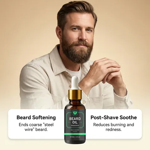 Men's Beard Growth Oil Sandalwood Scented Moisturizing And Nourishing Beard Care Essential Oil For Daily Grooming