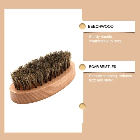 Men's Beard Brush Beech Wood Handle Natural Boar Bristle Daily Grooming Tool Portable Soft Hair Beard Brush For Men