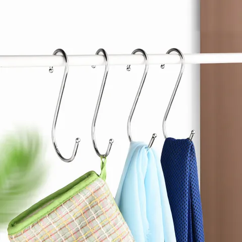 Heavy Duty Metal S Hooks For Hanging Clothes Pots Pans Kitchen Utensils Closet Storage S Shaped Hangers Hooks Silver