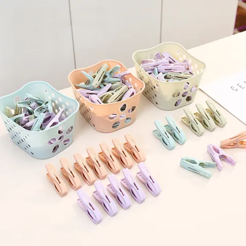 Clips de Séchage de Linge en Plastique Avec Panier de Rangement Coupe-Vent Sous-Vêtements Chaussettes Pinces Multifonctions