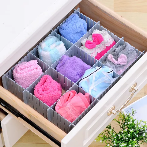 Kunststoff Schubladenteiler Verstellbares Gitter Organizer DIY Aufbewahrung Trennwand für Unterwäsche Socken Make-up Schreibtisch