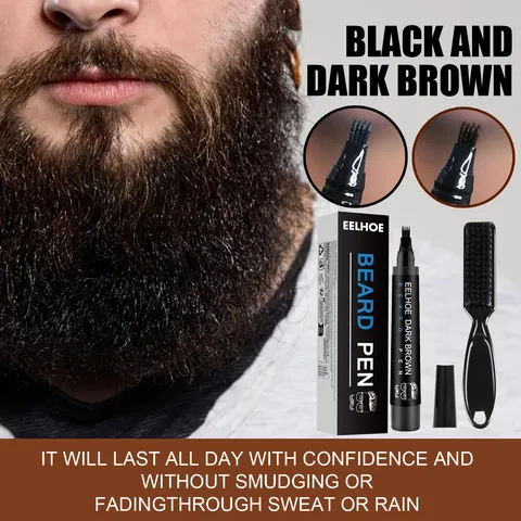 Men Beard Filling Pen Kit Waterproof Sweatproof Beard Pencil Enhancer With Brush Natural Grooming Styling Tool