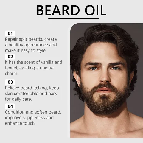 Men Beard Care Essential Oil Vanilla Scented Nourishing Moisturizing Smoothing Beard Treatment Oil For Daily Grooming