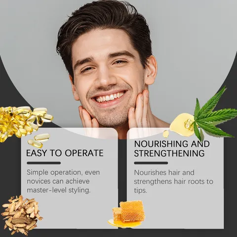 Cire Pommade Crème Gel Coiffant pour Hommes Tenue Forte Longue Durée Rafraîchissant Non Gras Produit de Soin Capillaire