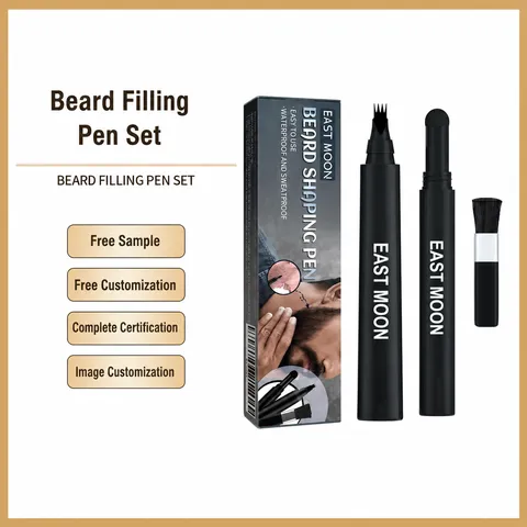 Kit Penna Riempimento Barba Uomo Penna Styling Baffi Impermeabile Con Pennello Penna Barbiere Kit Cura Barba Uomo