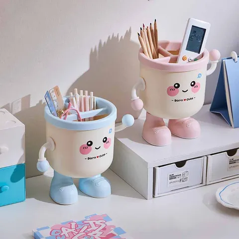 Creativo Escritorio Mini Papelera Lindo Dibujos Animados Porta Bolígrafos Oficina Cubo De Almacenamiento