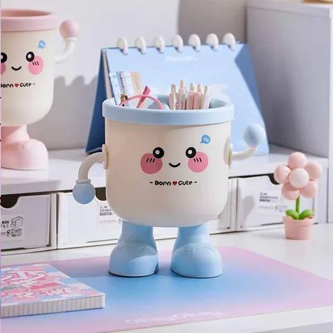 Creativo Escritorio Mini Papelera Lindo Dibujos Animados Porta Bolígrafos Oficina Cubo De Almacenamiento