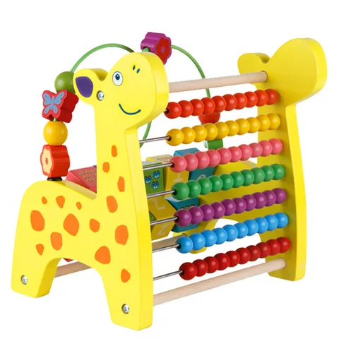 Wooden Baby Early Education Educational Toy Multi-Functional Deer Bead-Rolling Abacus Xylophone Puzzle Cognitive Toy For Toddlers