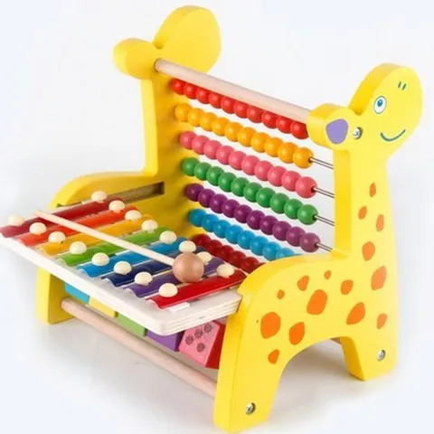 Wooden Baby Early Education Educational Toy Multi-Functional Deer Bead-Rolling Abacus Xylophone Puzzle Cognitive Toy For Toddlers