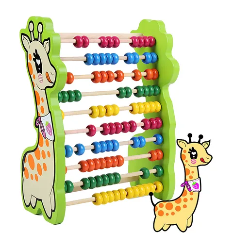 Wooden Educational Abacus Counting Frame Toy Cartoon Deer Math Learning Calculating Toy For Kids Early Education