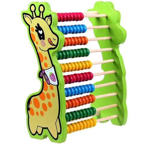 Wooden Educational Abacus Counting Frame Toy Cartoon Deer Math Learning Calculating Toy For Kids Early Education